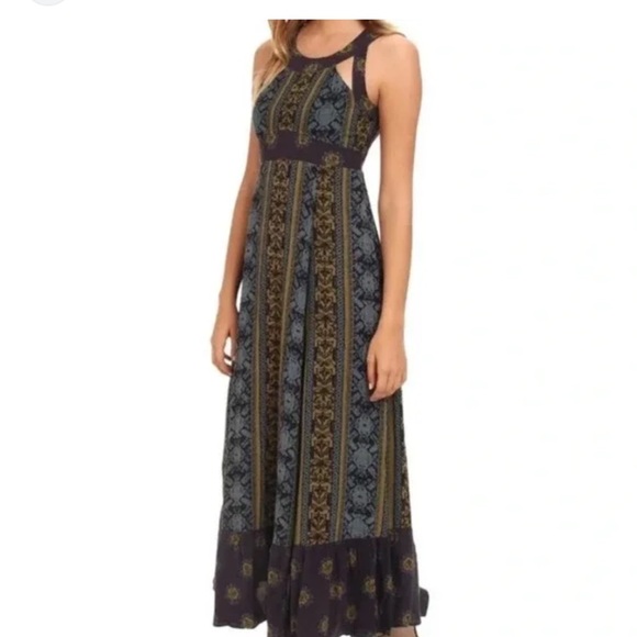 Free People Blue and Green Patterned Maxi Dress - Picture 1 of 8